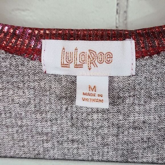 NEW LuLaRoe SARAH Elegant Cardigan Red Foil Metallic Tribal Long Duster Cover Up - Picture 4 of 10